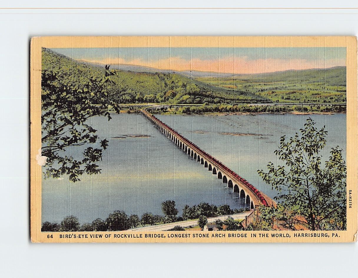 Postcard Bird's Eye View of Rockville Bridge Harrisburg Pennsylvania USA