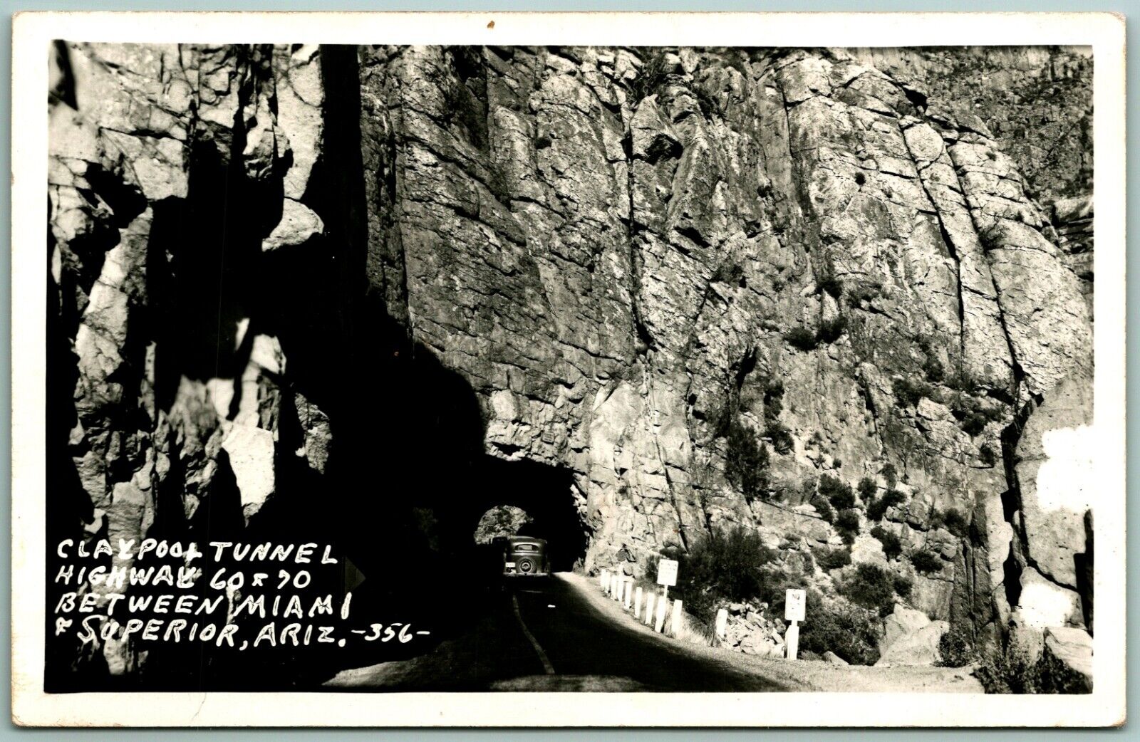 RPPC Claypool Tunnel Highway 60 & 70 Miami Superior Arizona AZ UNP Postcard J13