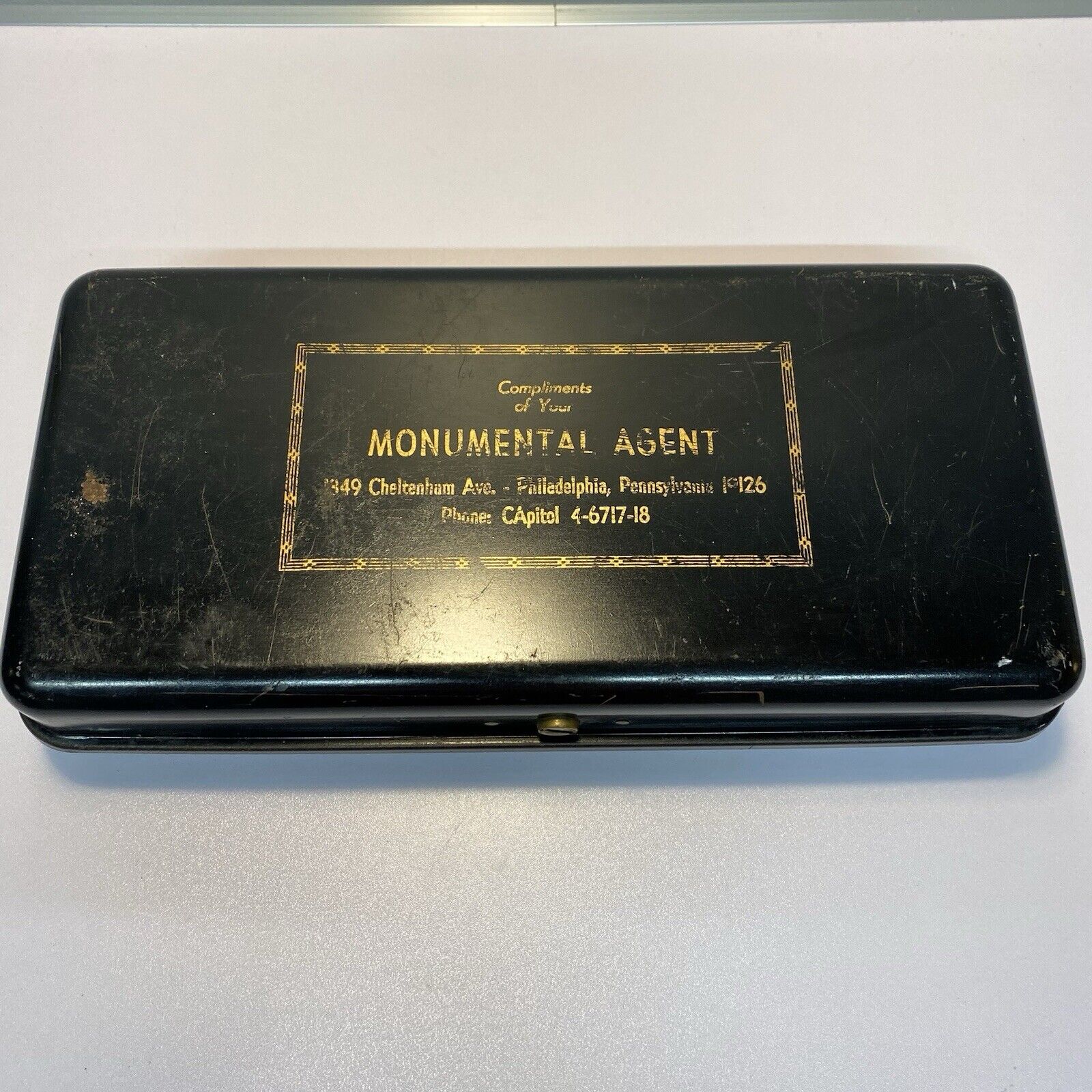 Vintage Black Metal Bank Cash Document Lock Box Safe Money Philadelphia