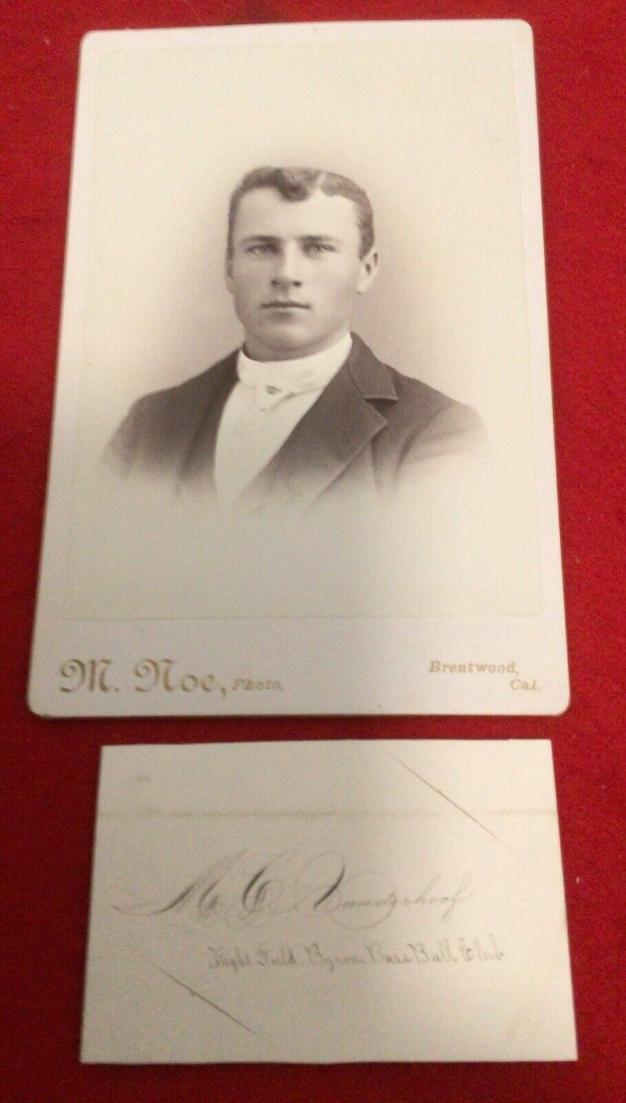 1892 cabinet card-Baseball Player-M.C. Vanderhoof-Right Field Byron Baseball Clu