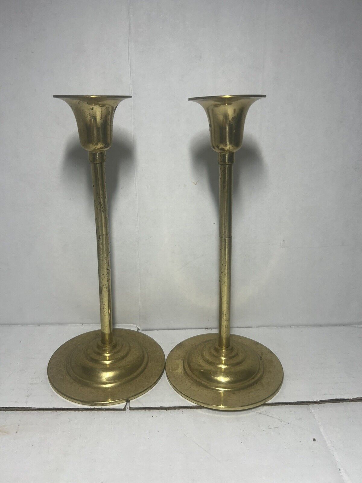 Vintage Solid Brass Two Candlesticks