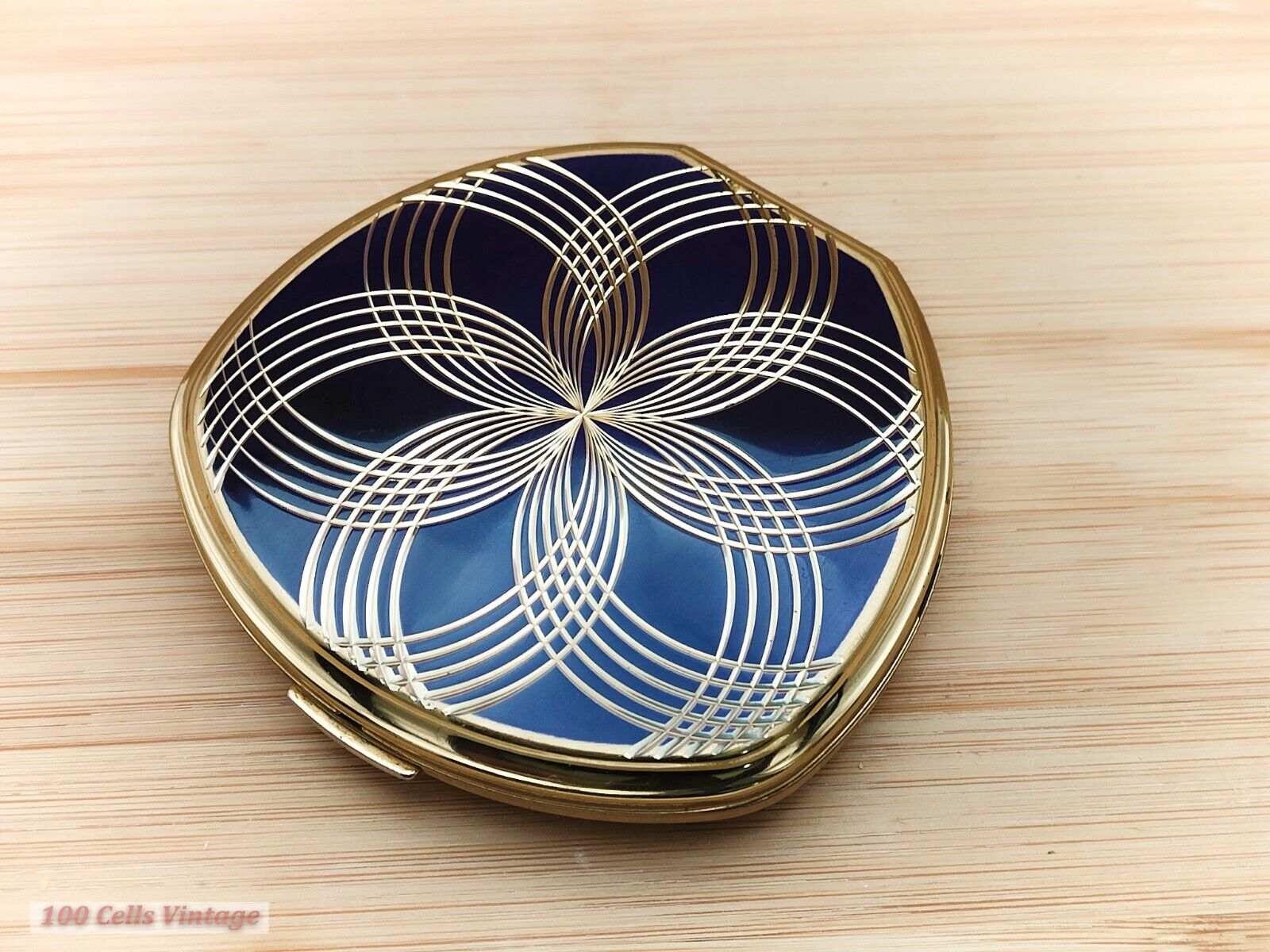 Stratton AS SEEN Blue and Gold-Vintage Ladies Powder Compact-0ma