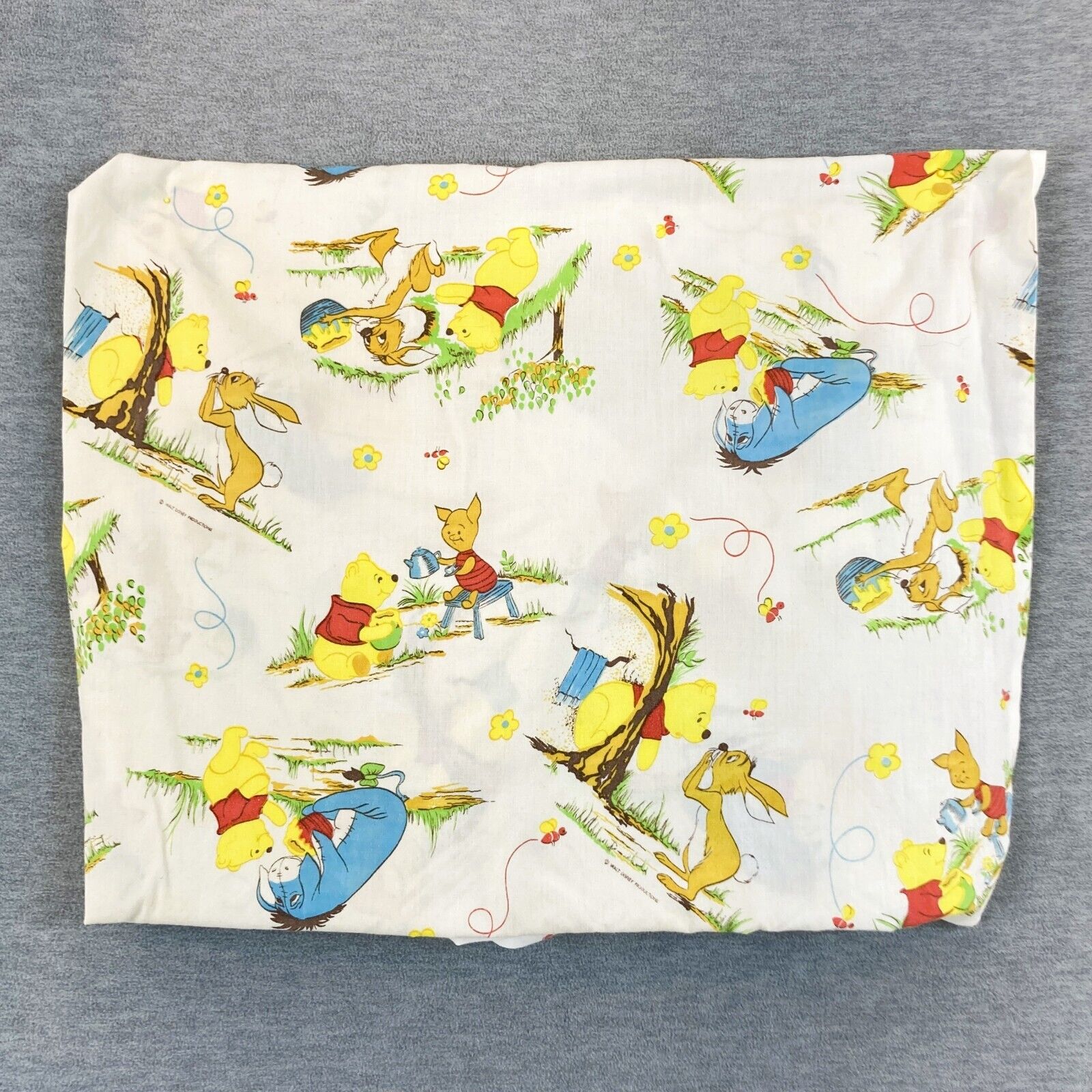 Vtg DISNEY Winnie the Pooh Flat Sheet Sears Roebuck Project Fabric