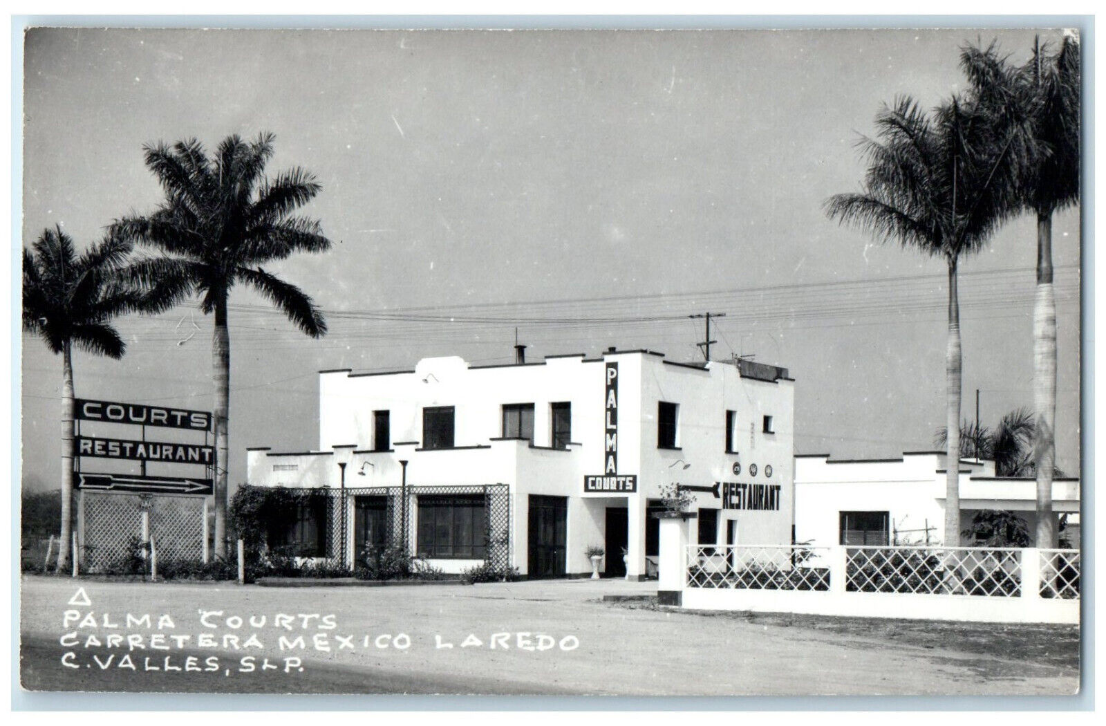c1930's Palma Courts Restaurant View C. Valles Mexico Laredo RPPC Photo Postcard
