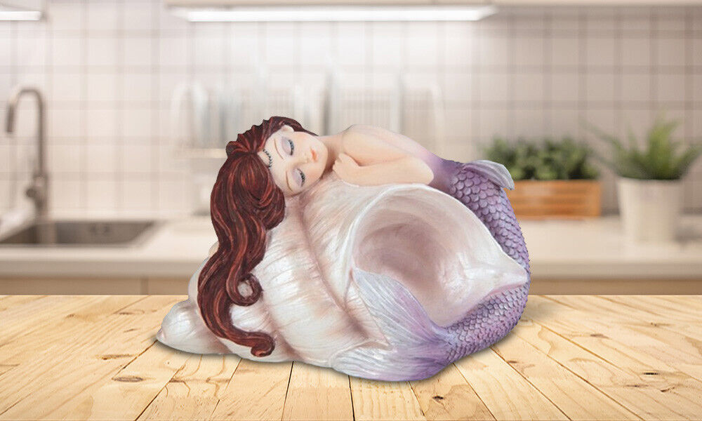Purple Tail Mermaid Sleeping on Sconce Shell 4.5