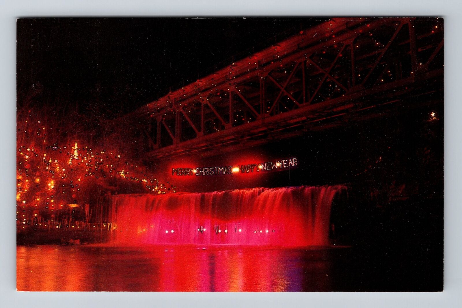 Ludlow Falls OH-Ohio, Annual Christmas Lighting at Ludlow Falls Vintage Postcard