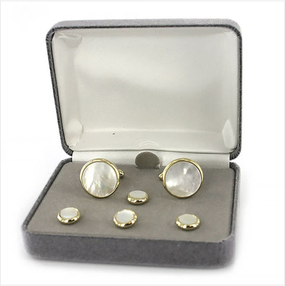 GENUINE U.S. NAVY CUFF LINKS AND SHIRT STUDS: GENUINE MOTHER OF PEARL