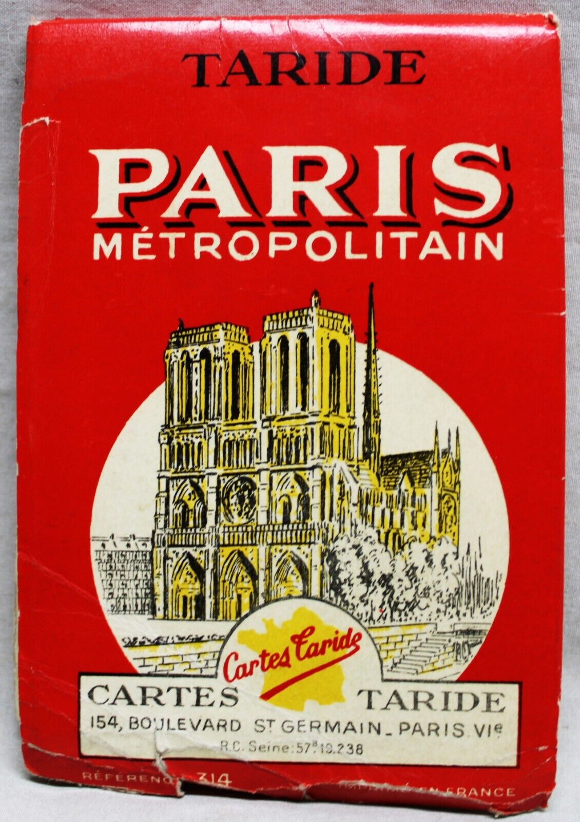 TARIDE METROPOLITAN PARIS FRANCE CITY STREET ROAD TOURISTS MAP 1960 VINTAGE