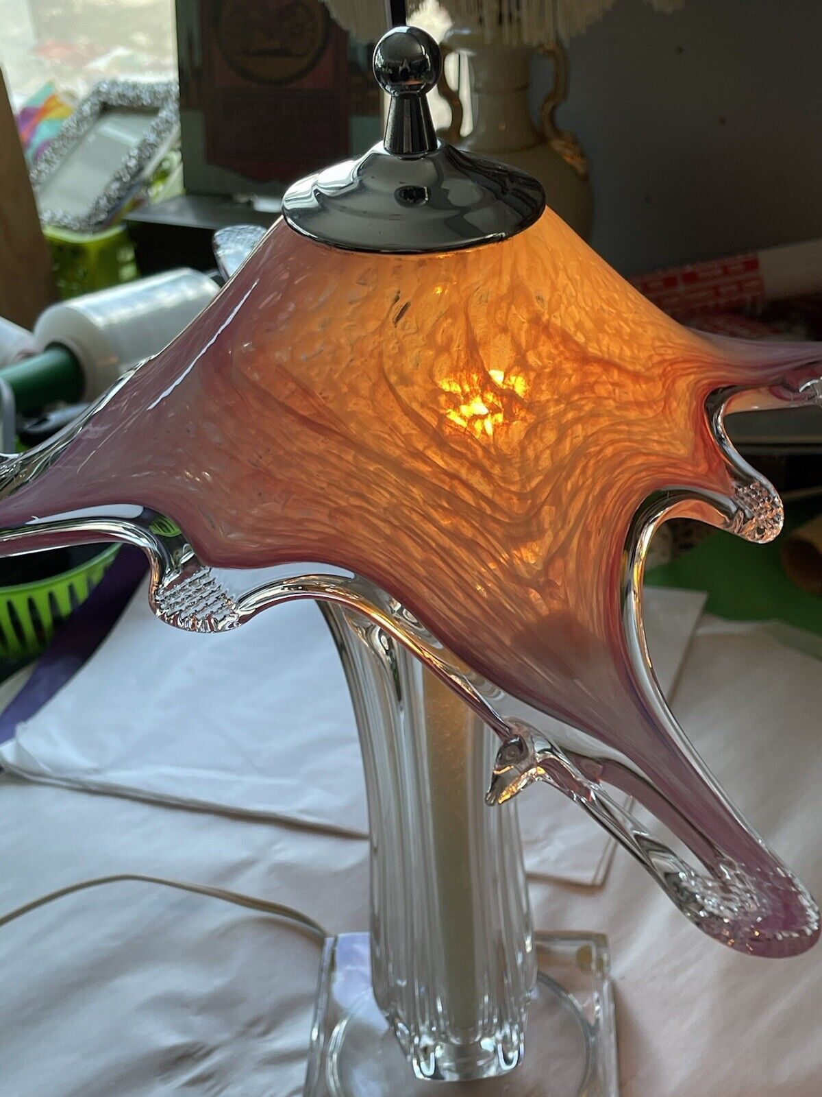 Murano Style Table Lamp, Crystal Table lamp, Gruppo Vitatorrio, Glass/crystal