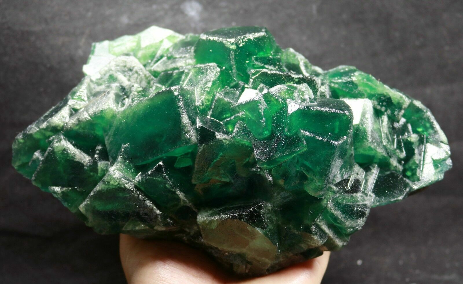 6.21lb Natural rare large grain dark green translucent fluorite from hunan China