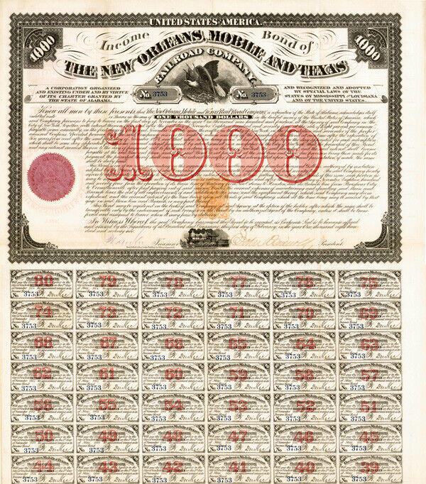 New Orleans, Mobile and Texas Railroad - Bond - Imprinted Revenues