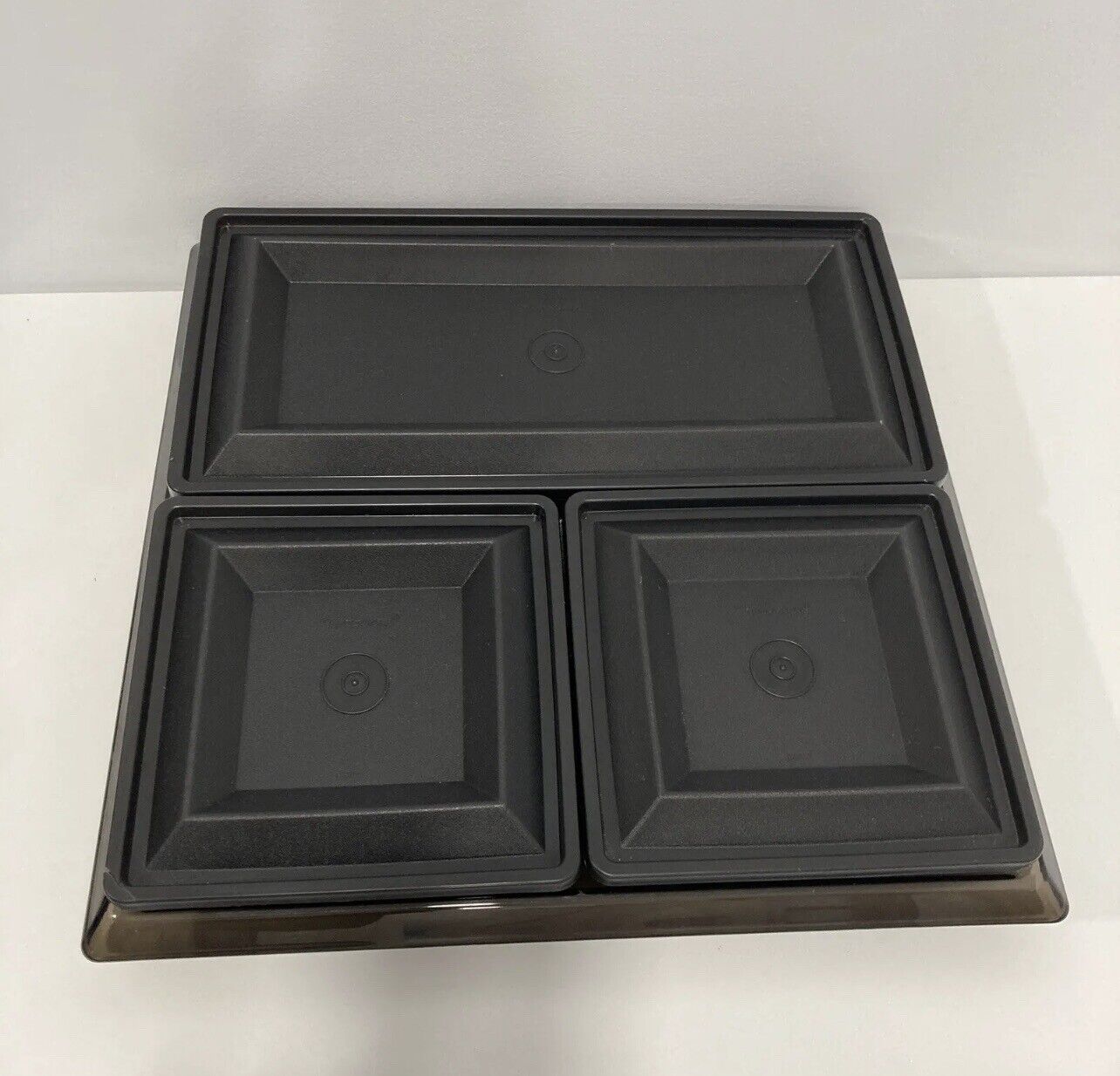 TUPPERWARE 7 Piece Get Together Buffet Set Smoky Black (IMPERFECTIONS READ DESC)