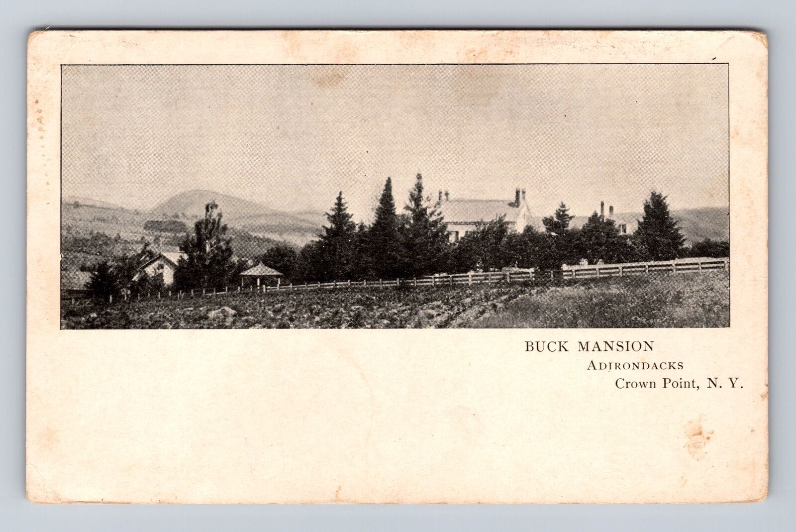 Crown Point NY-New York, Buck Mansion in the Adirondacks, Vintage c1905 Postcard