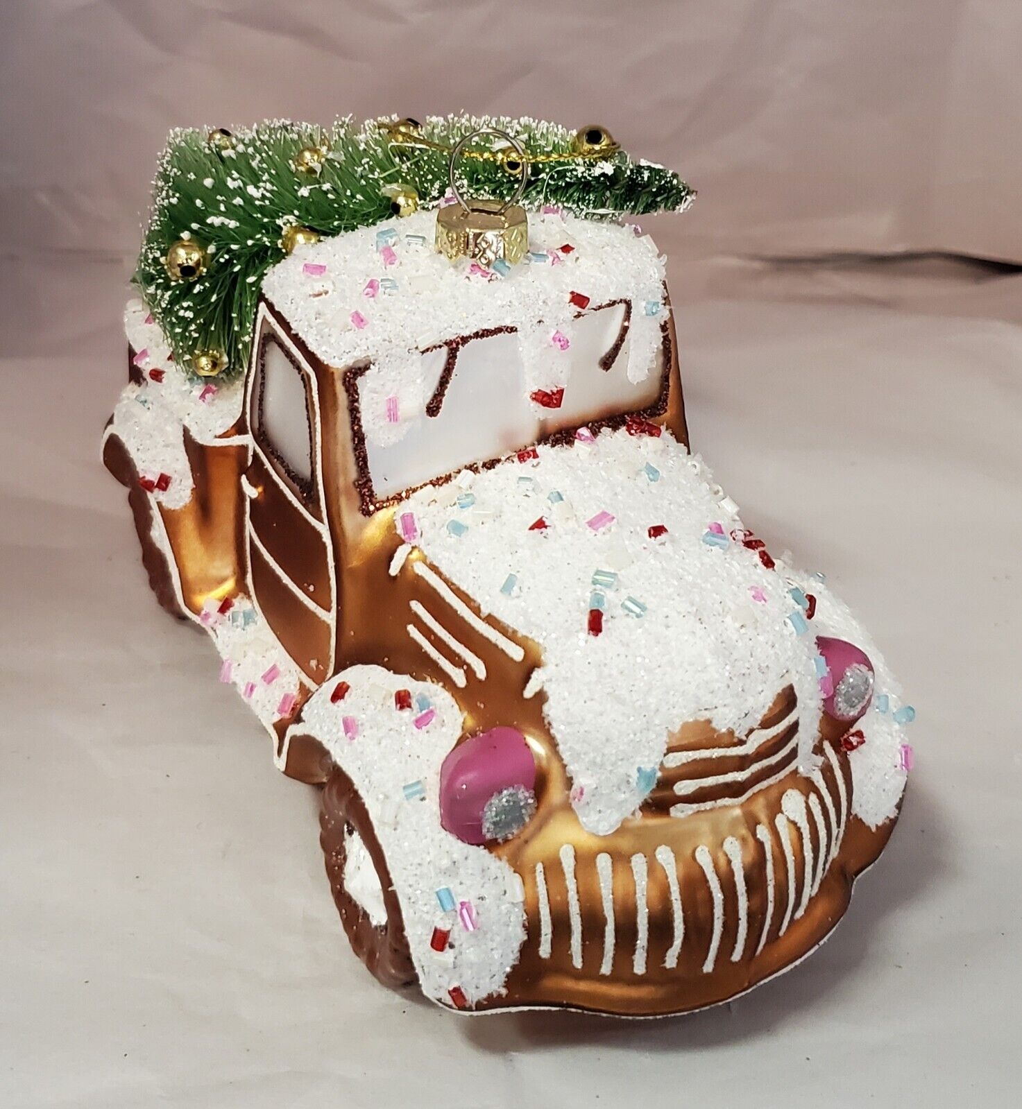 Robert Stanley Blown Glass 2022 Christmas Tree Ornament Gingerbread Pickup Truck