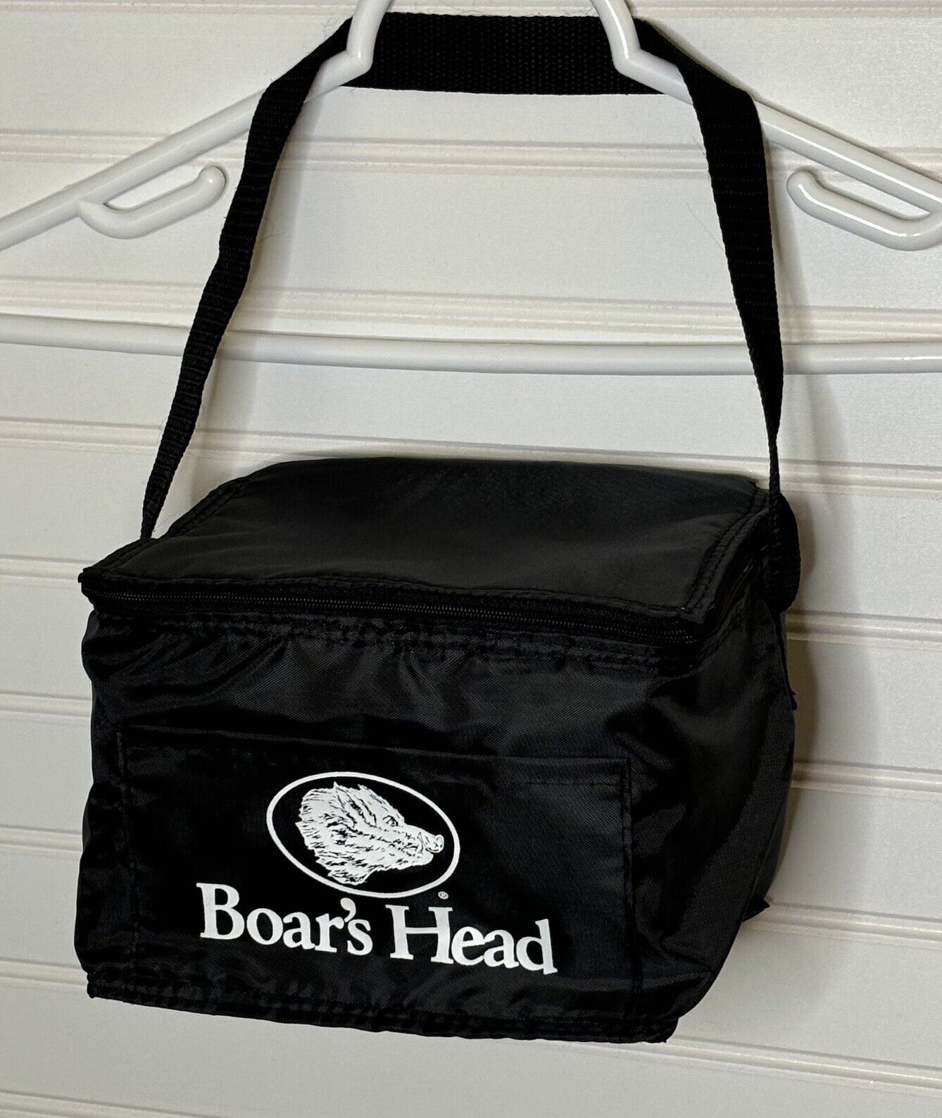 Vintage Boars Head Insulated Black Lunchbox Tote Bag Strap Cooler Collectible