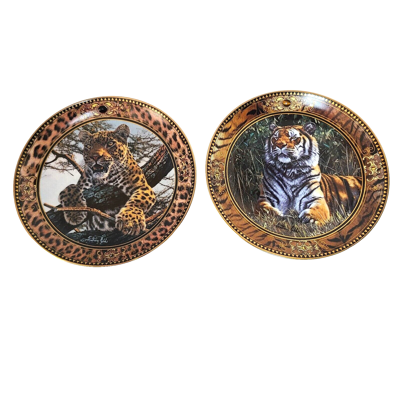 Franklin Mint plates Lot of 2, Lure Of The Leopard, Treasure of the Tiger