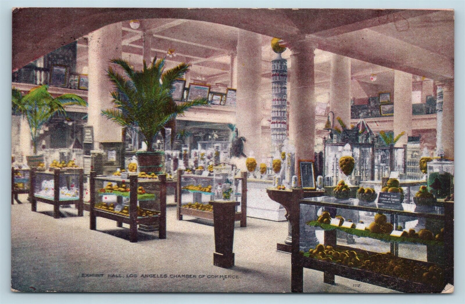 Postcard CA Los Angeles California Exhibit Hall Chamber of Commerce 1910 AF6