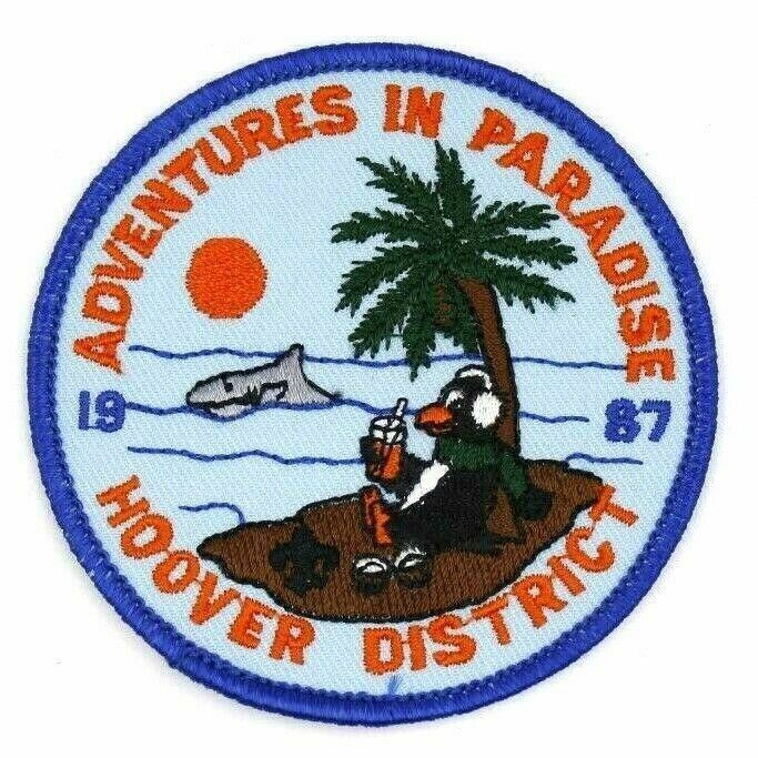 1987 Adventures in Paradise Hoover District Illowa Council Patch Iowa Scouts BSA