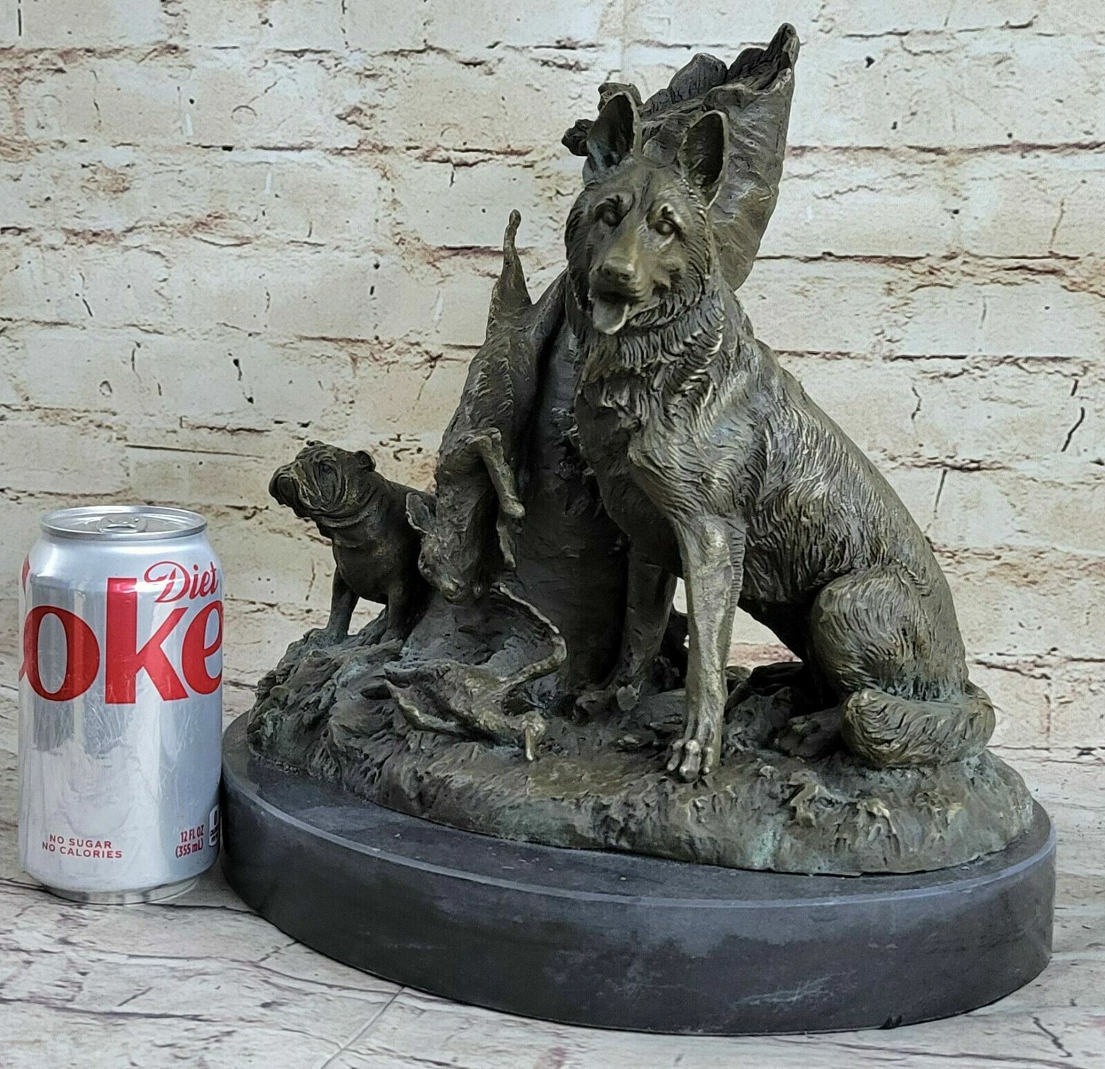 Hunting Dogs English Bulldog Shepherd Statue Figurine Bronze Sculpture Figure NR