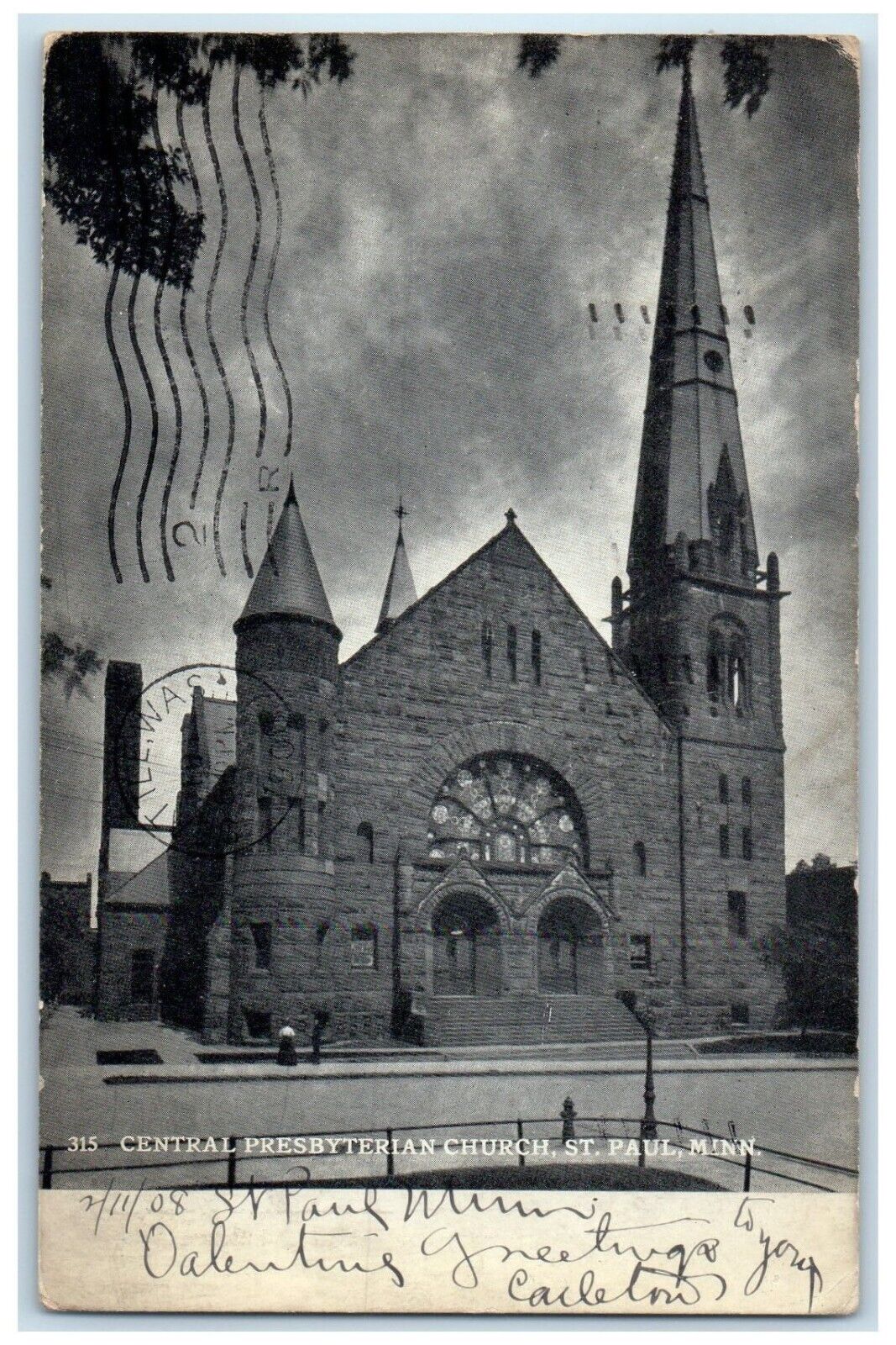 1908 Central Presbyterian Church Chapel St. Paul Minnesota MN Vintage Postcard
