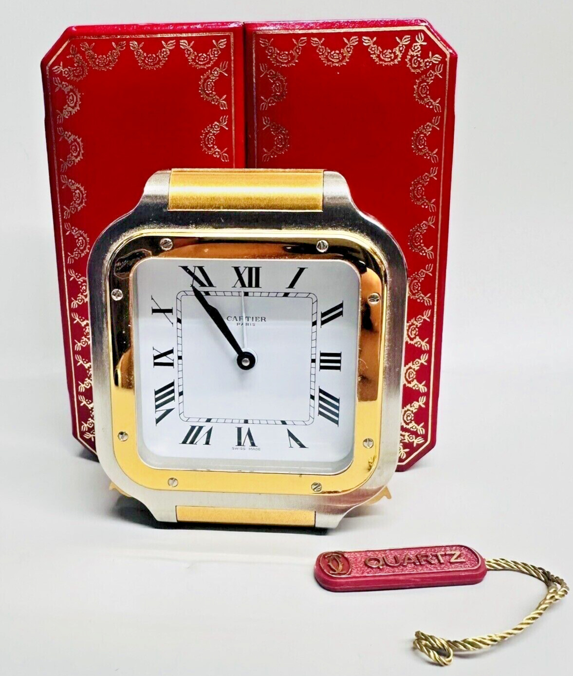 *** Cartier Santos Gold /Stainless with Hang tag red box New Battery ***
