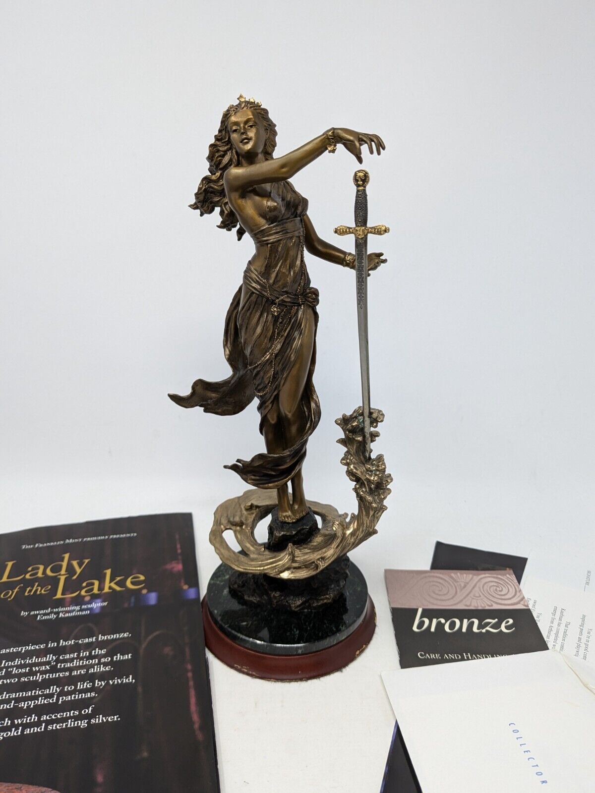 Franklin Mint LADY OF THE LAKE Bronze Sculpture Statue by Emily Kaufman