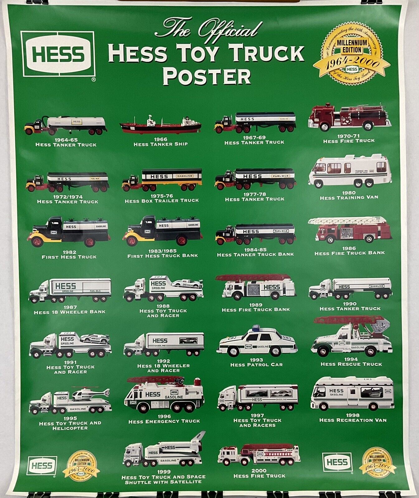 NEW - 1964 - 2000  Official HESS Toy Truck Poster *Millennium Edition* 24\