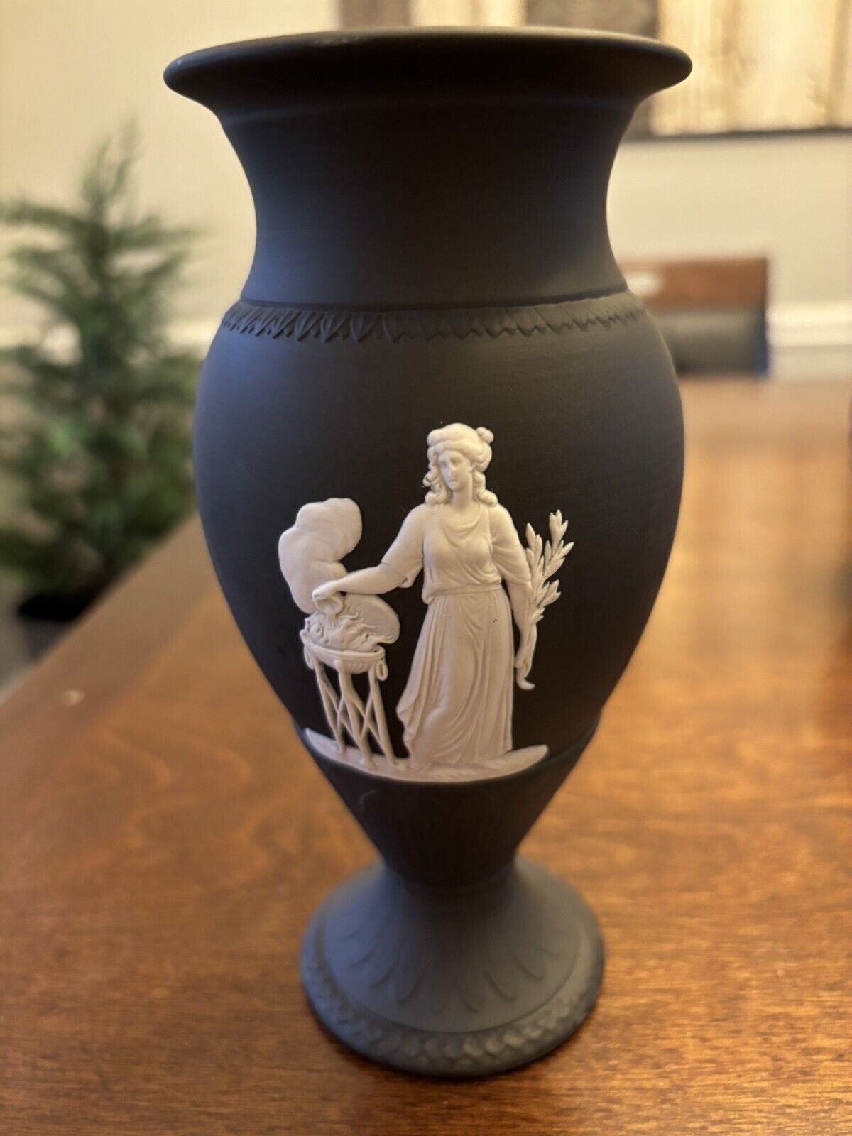 Wedgwood Jasperware in black and white Basalt Classical Vase 7”