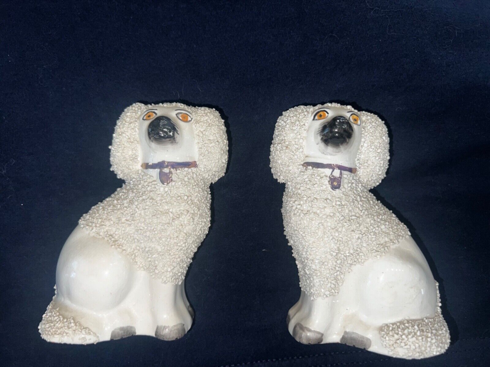 Vintage Staffordshire Confetti Coat White Poodles-Made in England-Pair