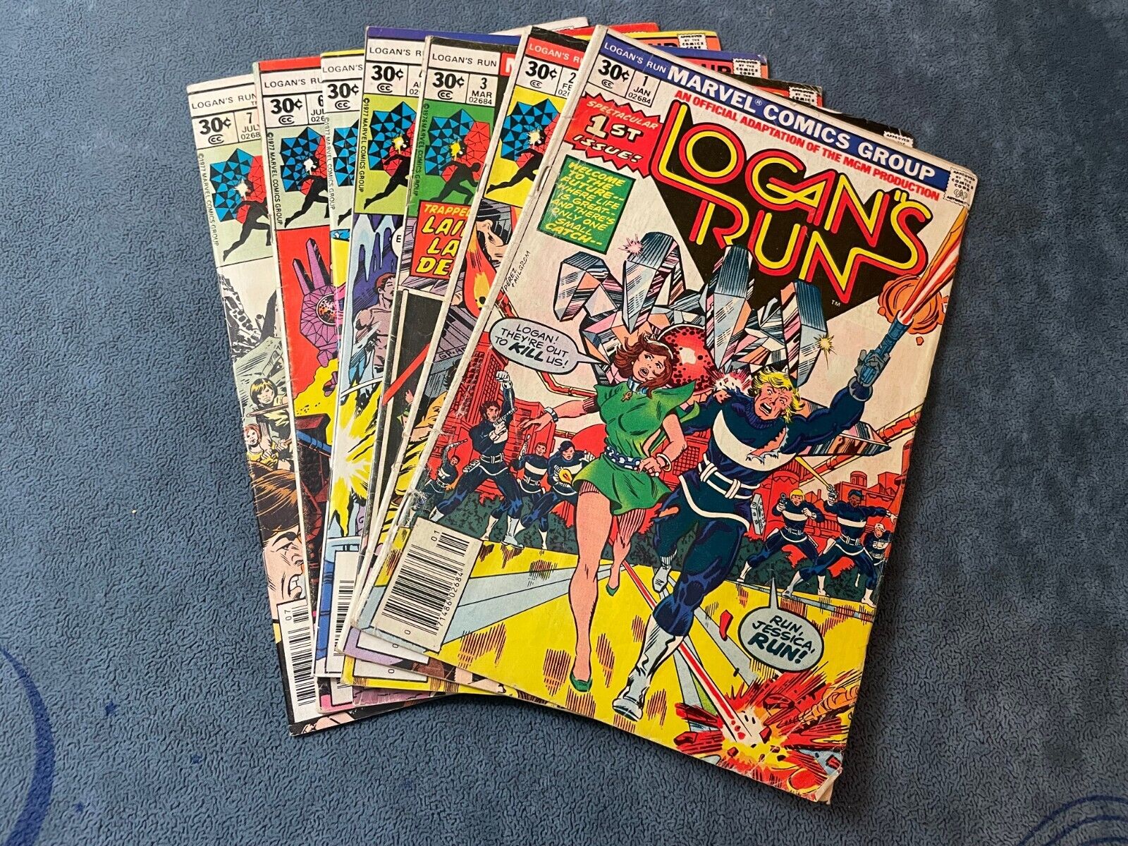 Logans Run #1-7 1977 Marvel Comic Thanos Key Issue Complete Set Mid Low Grades