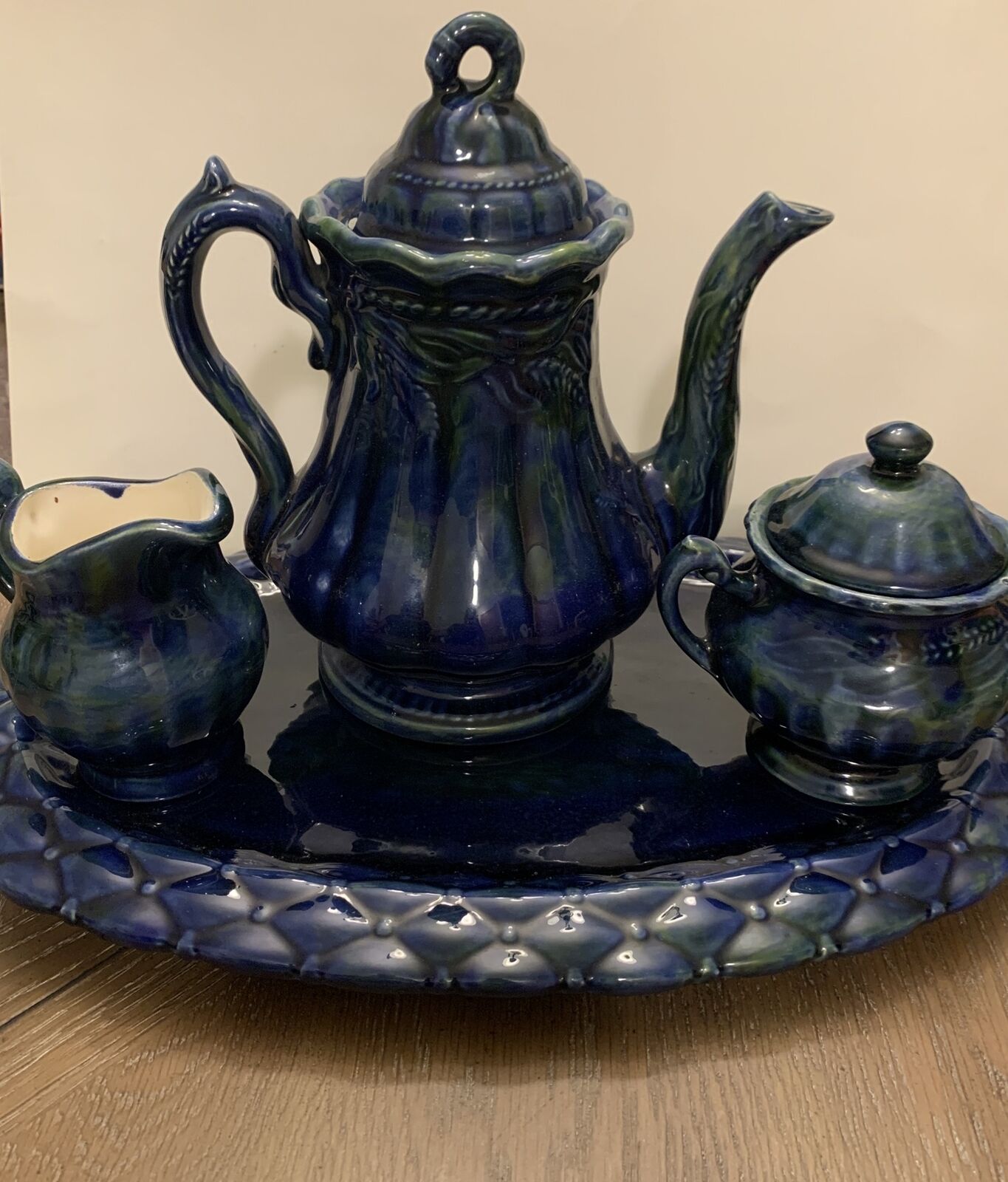 Mullins Ceramics Tea Set Blue Green