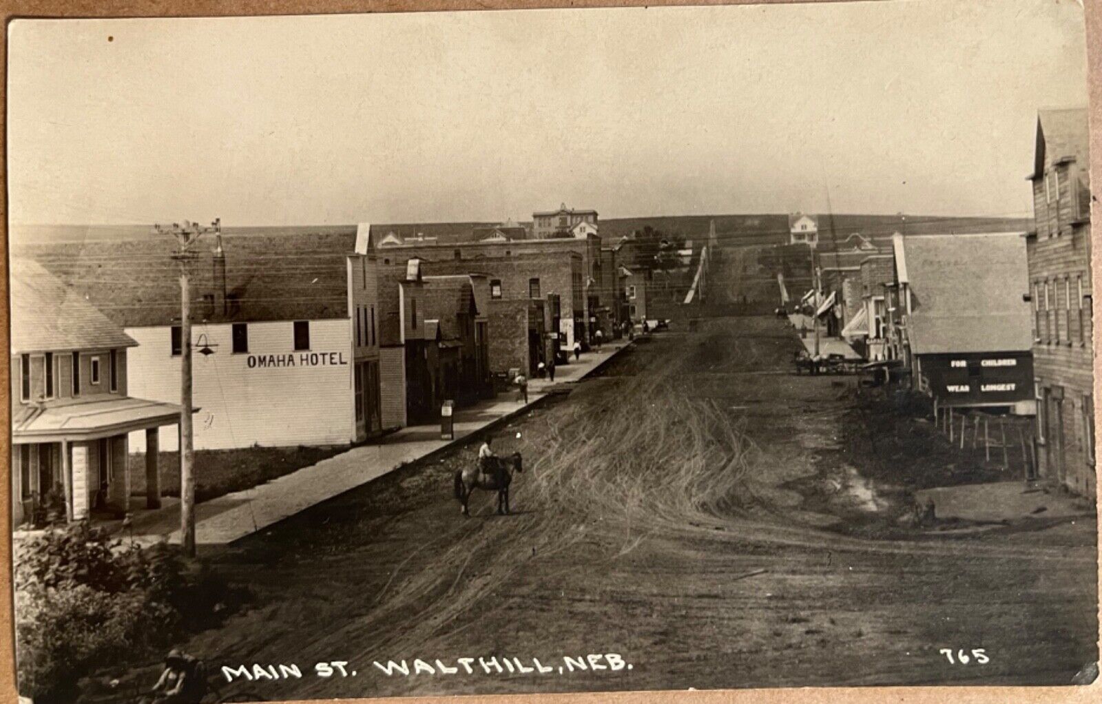 RPPC Walthill Nebraska Main Street Omaha Hotel Antique Real Photo Postcard c1910
