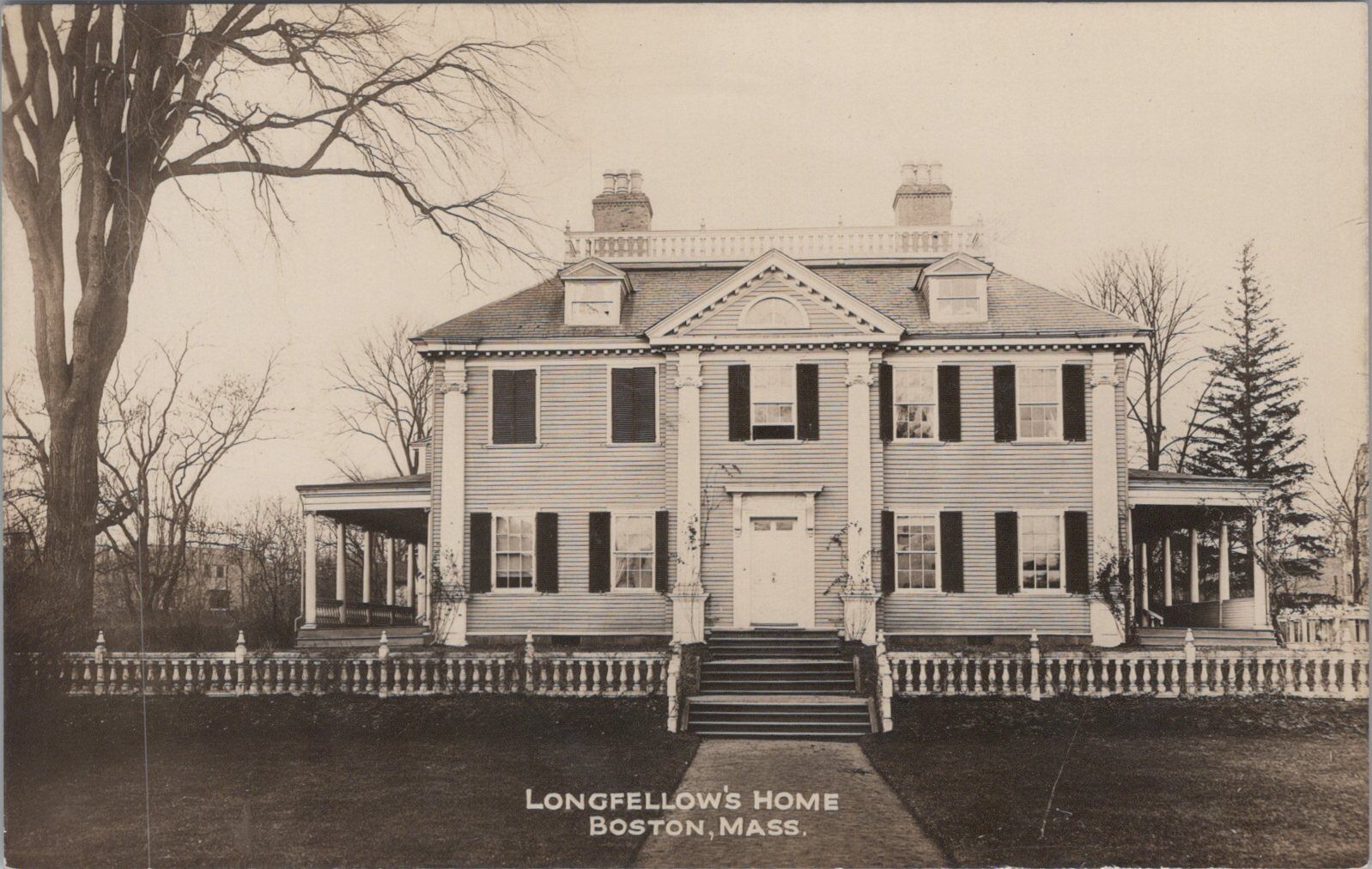 Longfellow\'s Home Boston Massachusetts RPPC Vintage Unposted Postcard