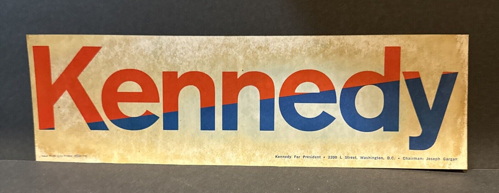 ROBERT F KENNEDY PRESIDENTIAL BUMPER STICKER 1968 ELECTION VINTAGE NEVER USED