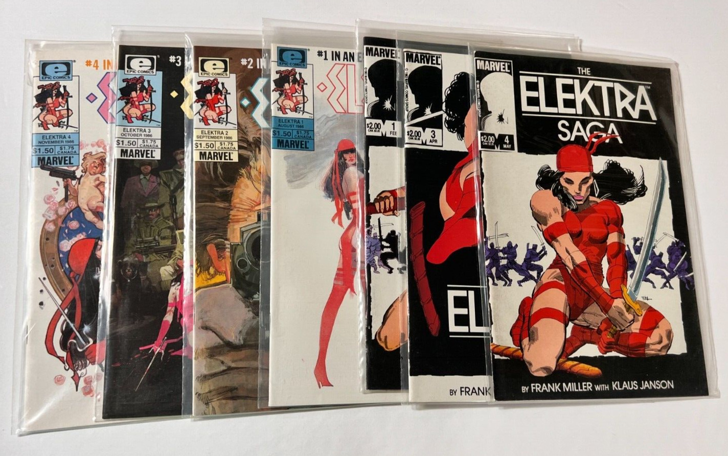 Elektra Saga #1,3,4  assasin 1-4 (1984, Marvel) (7) comic LOT  Frank Miller
