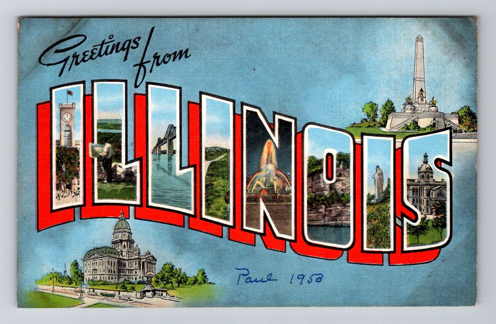 IL-Illinois, General Large Letter Greetings, c1953 Vintage Postcard