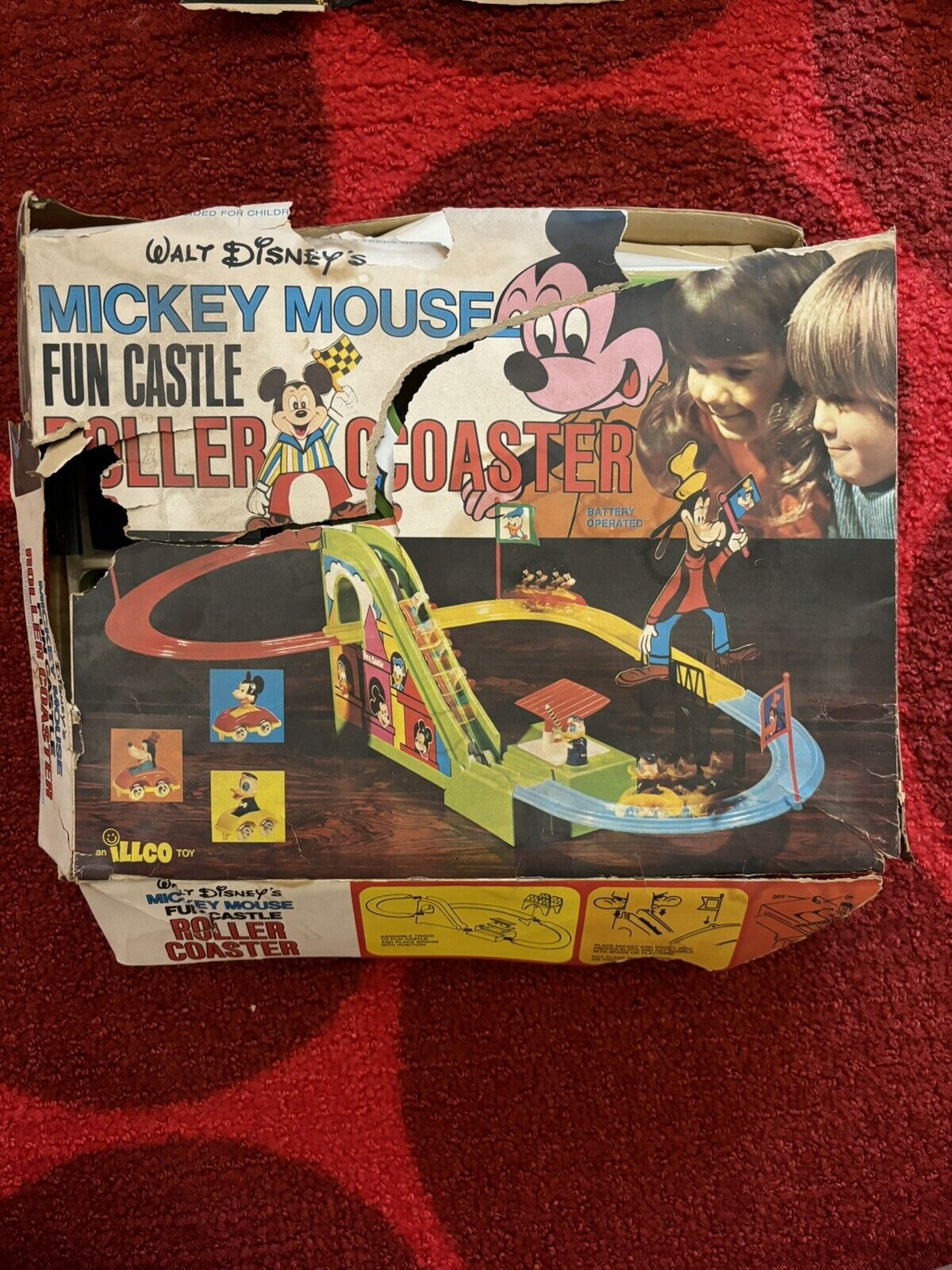 Vintage Mickey Mouse Fun Castle Roller Coaster ILLCO Disney Goofy Donald Duck