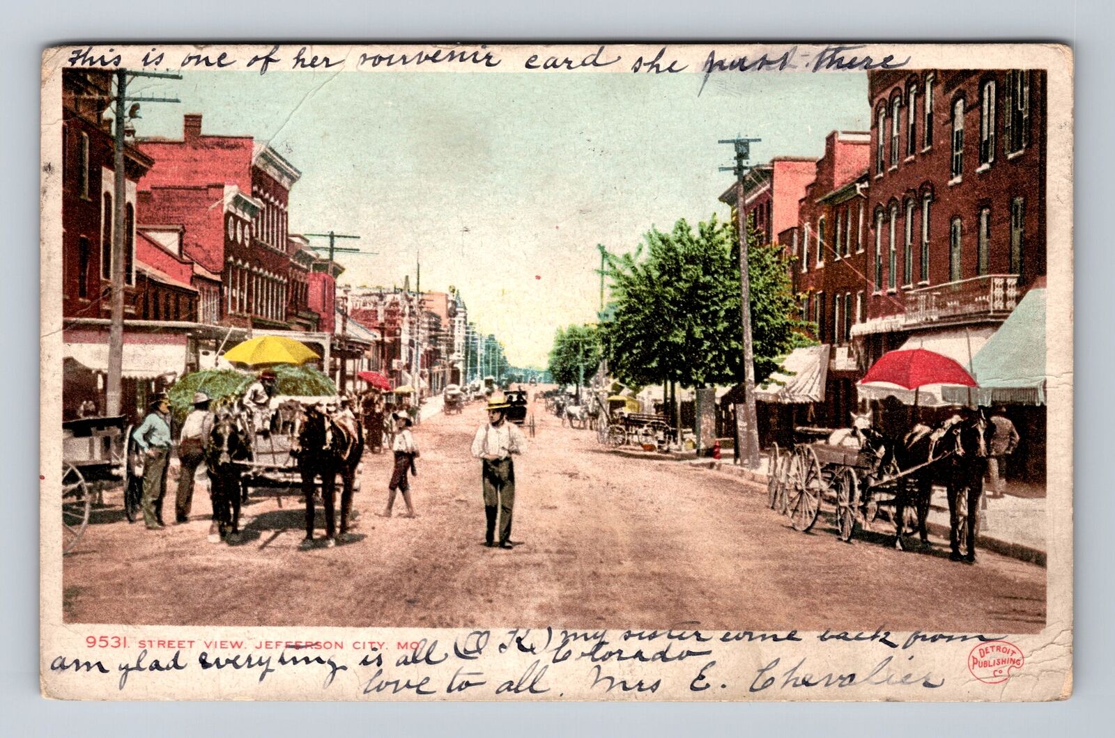 Jefferson City MO-Missouri, Scenic Street View, Antique, Vintage c1906 Postcard