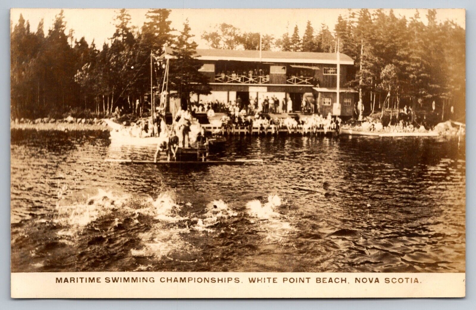 Swimming Championships. White Point Beach, Nova Scotia Real Photo Postcard RPPC