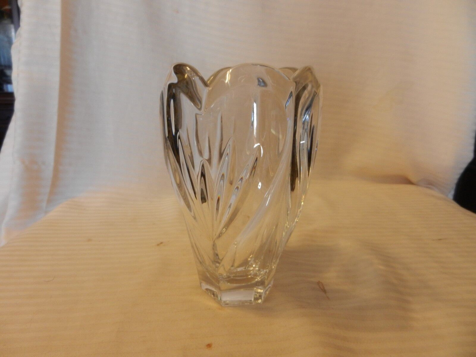 Marquis Waterford Crystal 6 Sided Flower Vase with Cut Leaves 6.5