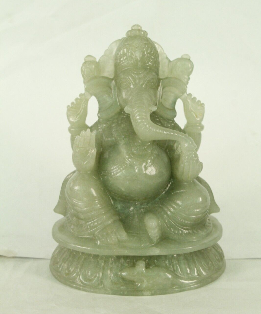 5.5 Inches Ganesha Statue Hand Carved Aventurine Stone Religious Idol For Table