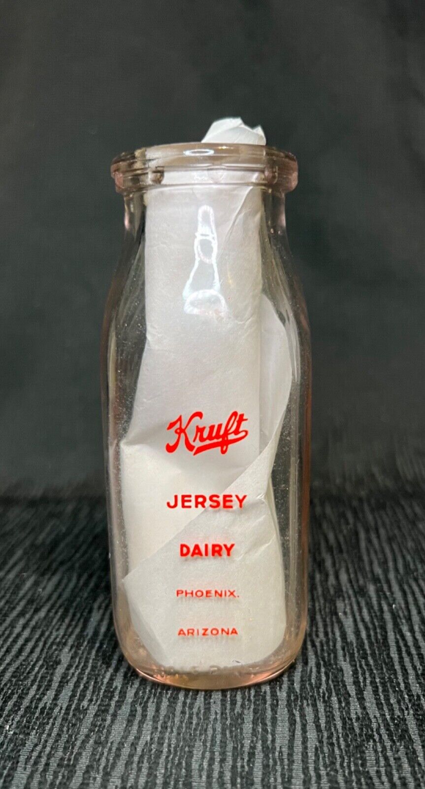 Vintage Kruft Jersey Dairy Phoenix Arizona MILK BOTTLE Half-Pint Very Nice