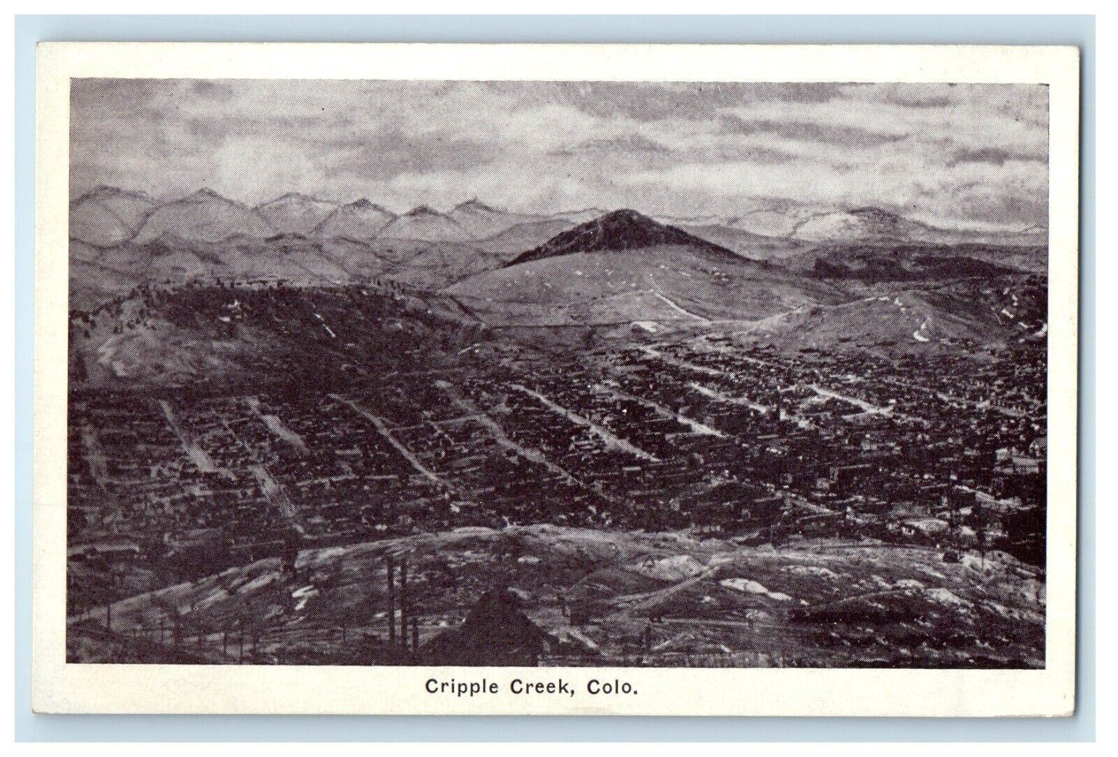 c1930\'s Bird\'s Eye View Of Cripple Creek Colorado CO Unposted Vintage Postcard