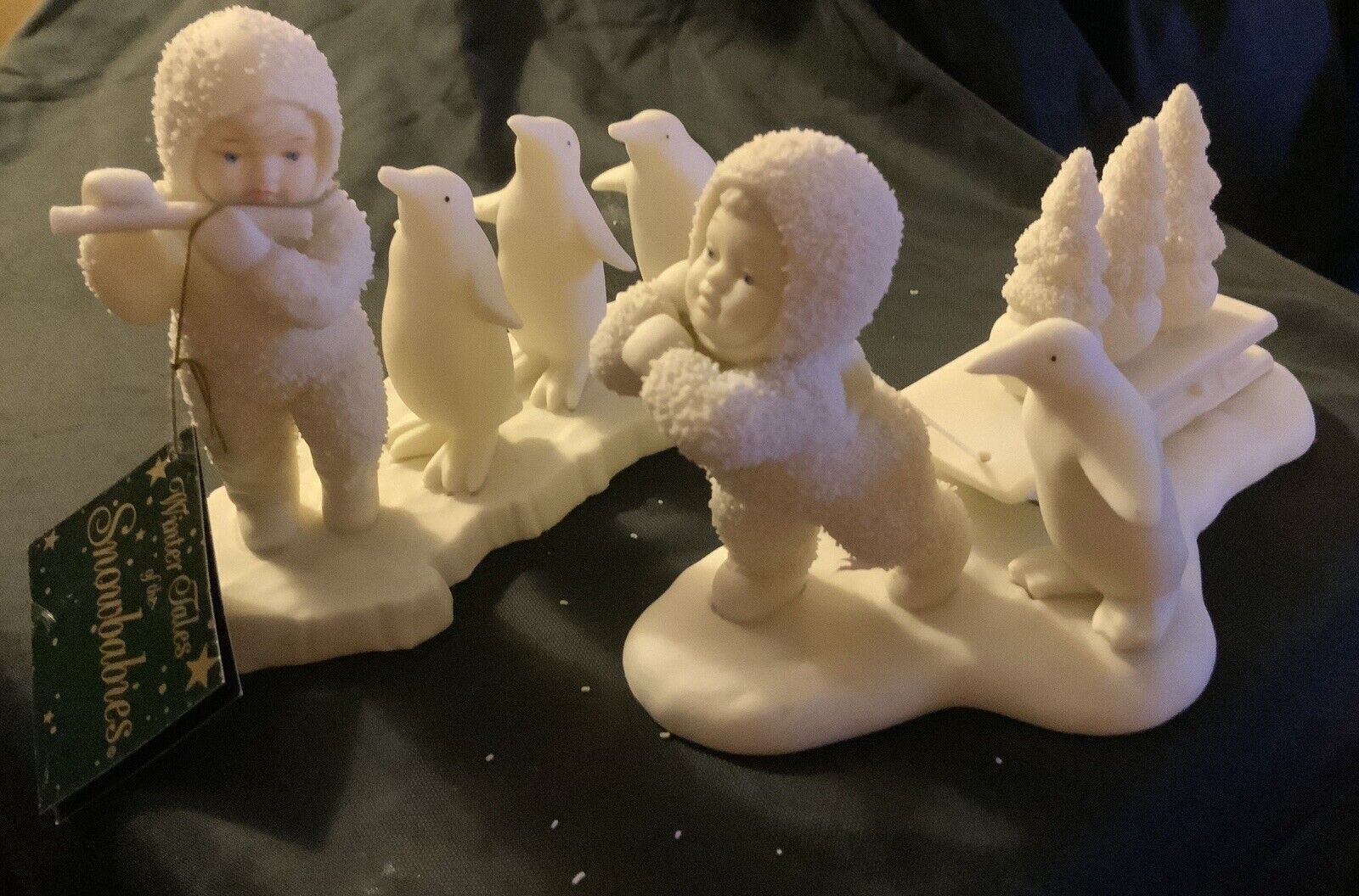 Vintage Set Of Two Snowbabies With Penguins - Retired