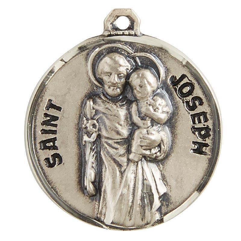 Beautiful Patron Saint Joseph the Worker Sterling Medal 0.75in Dia 20in L Chain