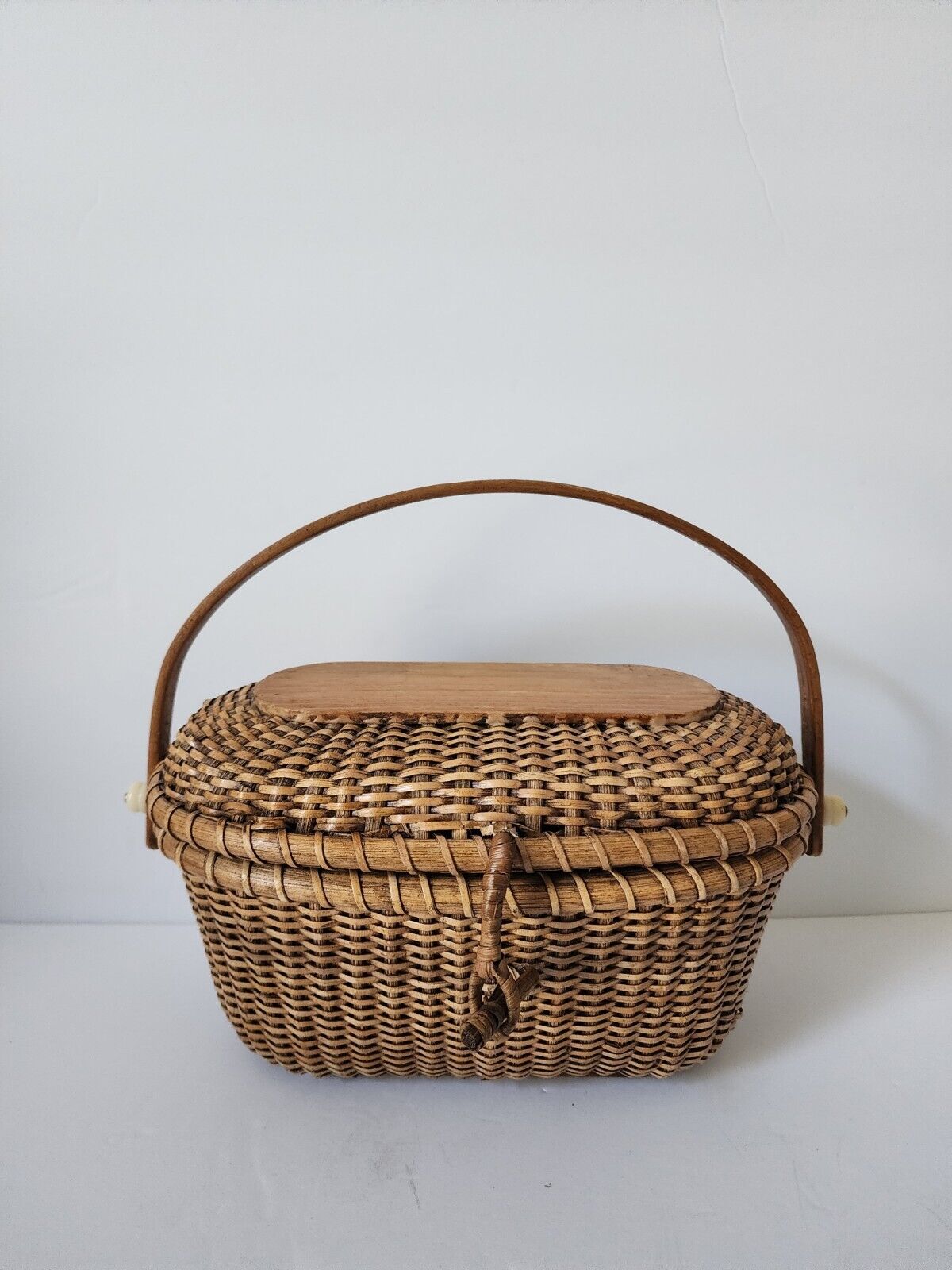 Vintage Nantucket Basket Purse W/ Plastic Liner 