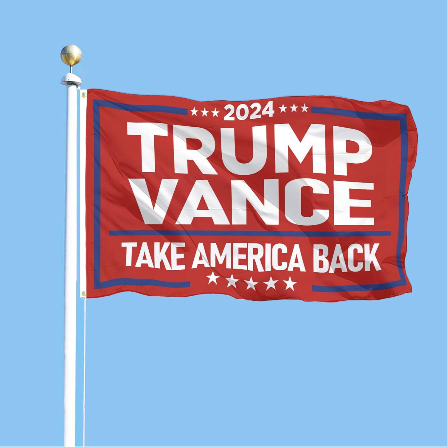 Trump Vance 2024 Flag 3X5 Red, Donald Trump 2024 President J D-Vance Ake Take Am