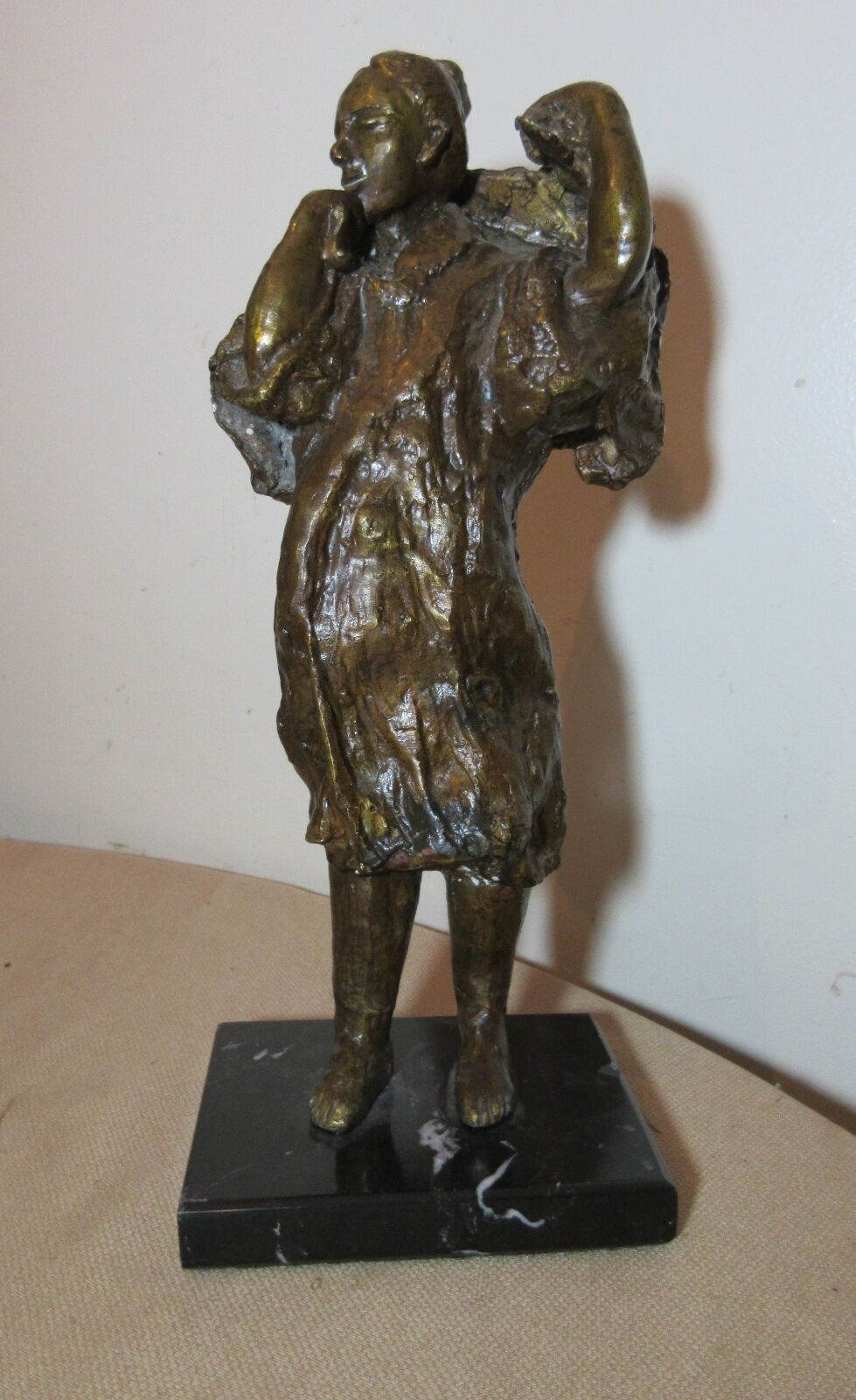 vintage lmt. ed. signed T. Gondi bronze figural lady stylized statue sculpture 