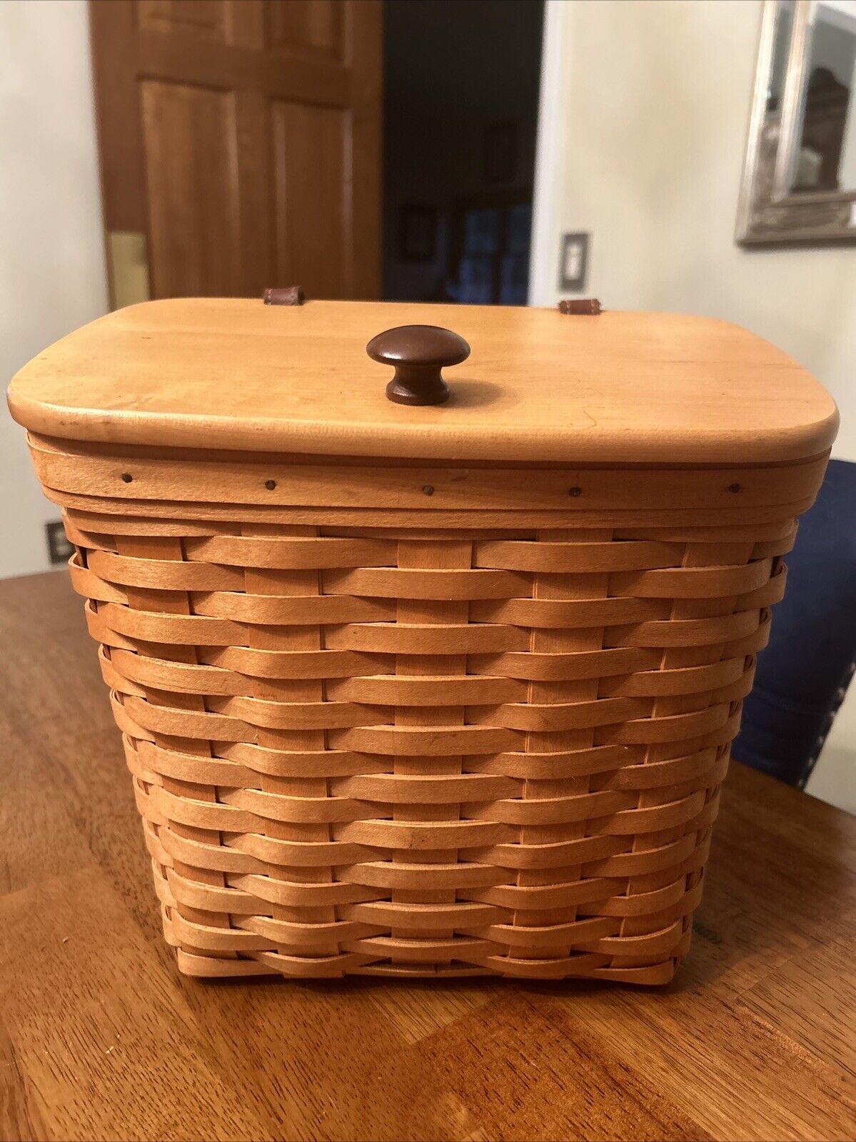 Longaberger 2000 Medium Mail Basket With Attached Lid ⭐️⭐️see Desc