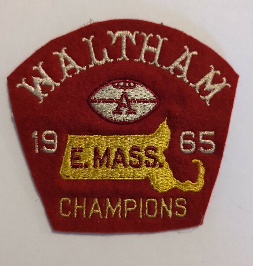Large Vintage 1965 Waltham Eastern Massachusetts Football Champions Felt Patch